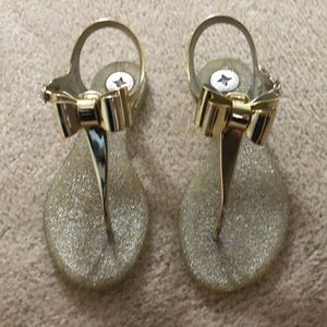 Gold BCBGeneration Bow sandals